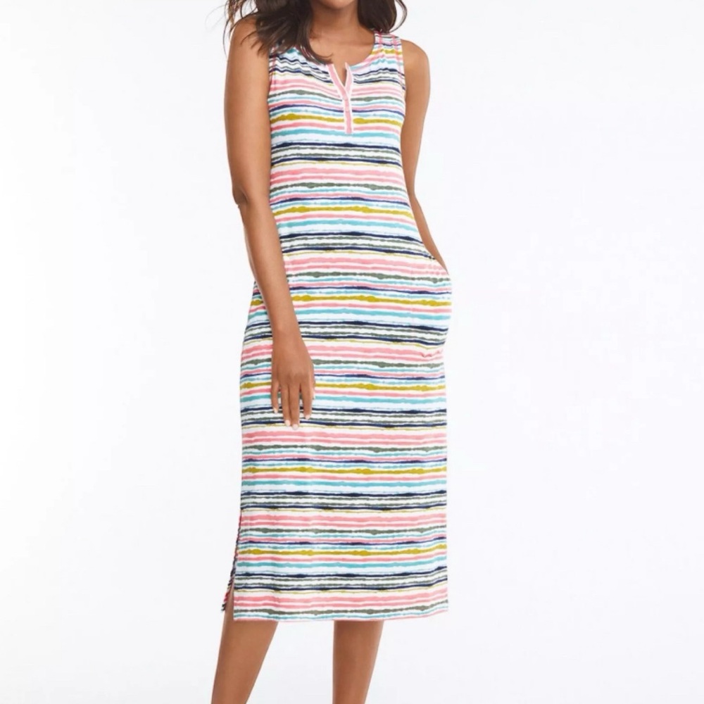 Talbots Striped Sleeveless Dress XL P Petite